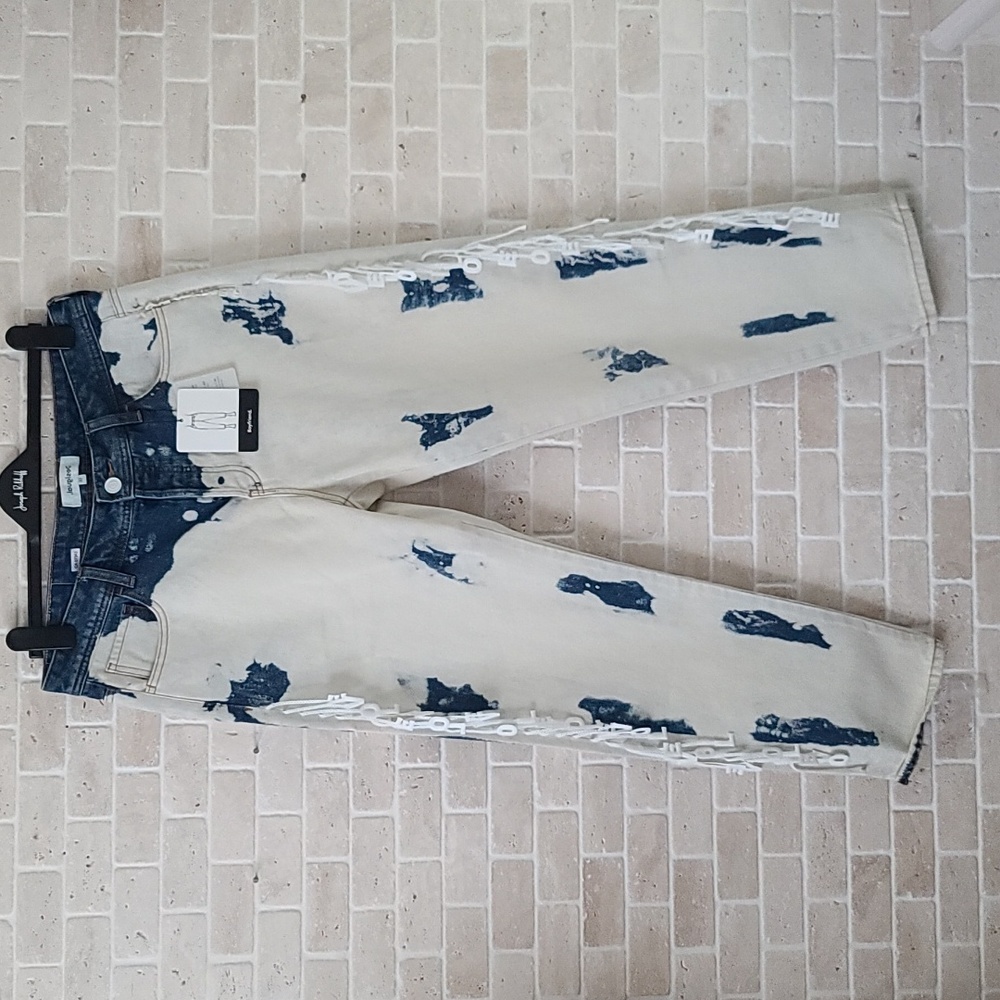 Desigual Women's White and Blue Denim Boyfriend (Sz 32)